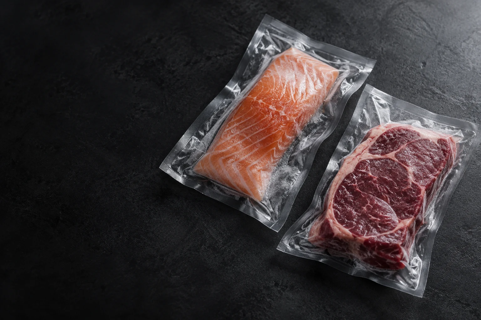 Pește și carne ambalate separat, imagine ilustrativă